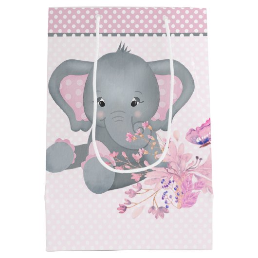 Cute waterverf Elephant Medium Cadeauzakje (Achterkant)