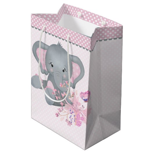 Cute waterverf Elephant Medium Cadeauzakje (Achterkant Gekanteld)