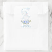Cute Waterverf Elephant Oh Boy Baby shower Vierkante Sticker (Tas)