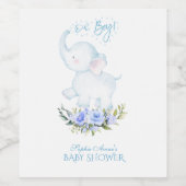 Cute Waterverf Elephant Oh Boy Baby shower Wijn Etiket (Enkel label)