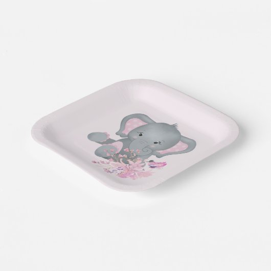 Cute waterverf Elephant Papieren Bordje (Gebogen)