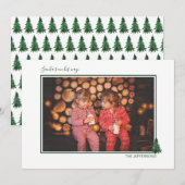 Cute Waterverf Evergreen kerstbomen Foto Feestdagenkaart (Voorkant / Achterkant)