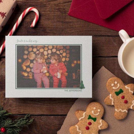 Cute Waterverf Evergreen & Pset Holiday Card Feestdagenkaart