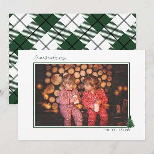 Cute Waterverf Evergreen & Pset Holiday Card Feestdagenkaart (Voorkant / Achterkant)
