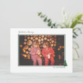 Cute Waterverf Evergreen & Pset Holiday Card Feestdagenkaart (Staand voorkant)