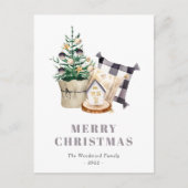 Cute Waterverf Farmhouse kerst Feestdagenkaart (Voorkant)