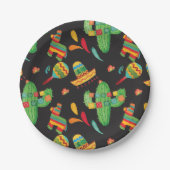 Cute Waterverf Fiesta Paper Borden Papieren Bordje (Voorkant)