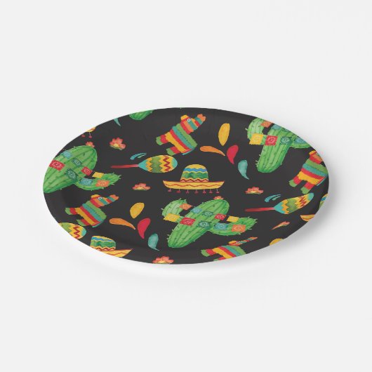 Cute Waterverf Fiesta Paper Borden Papieren Bordje (Gekanteld)