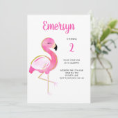 Cute Waterverf Flamingo Pink Gold Glitter Kaart (Staand voorkant)