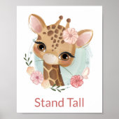 Cute Waterverf floral baby giraffe nursey décor Poster (Voorkant)