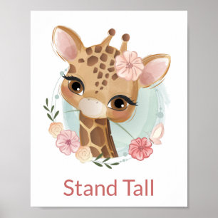 Cute Waterverf floral baby giraffe nursey décor Poster