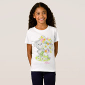 Cute Waterverf Floral Bunny Rabbit op persoonlijke T-shirt (Voorkant volledig)