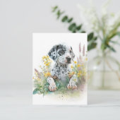 Cute Waterverf Floral Dalmatian Puppy Dog Briefkaart (Staand voorkant)