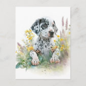 Cute Waterverf Floral Dalmatian Puppy Dog Briefkaart (Voorkant)