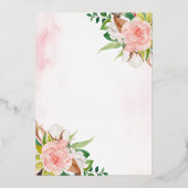 Cute Waterverf Floral Der Baby shower Gold Folie Uitnodiging (Achterkant)