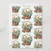 Cute Waterverf Floral Easter Basket and Bunny Kaart (Achterkant)