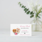 Cute Waterverf Floral Pet Dog Grooming Service Visitekaartje (Staand voorkant)