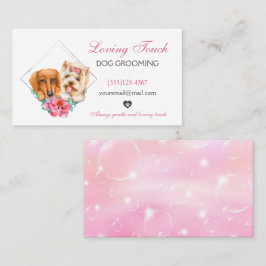 Cute Waterverf Floral Pet Dog Grooming Service Visitekaartje