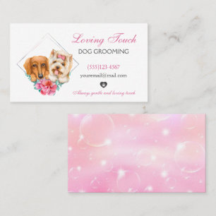Cute Waterverf Floral Pet Dog Grooming Service Visitekaartje