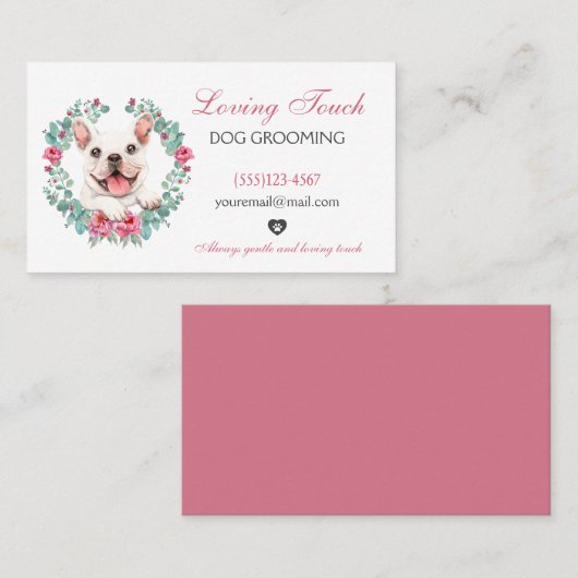 Cute Waterverf Floral Pet Dog Grooming Service Visitekaartje (Voorkant / Achterkant)