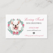 Cute Waterverf Floral Pet Dog Grooming Service Visitekaartje (Voorkant)