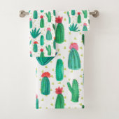 Cute Waterverf Flowering Cactus Pattern Bad Handdoek (Insitu)