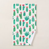 Cute Waterverf Flowering Cactus Pattern Bad Handdoek (Handdoek)