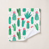 Cute Waterverf Flowering Cactus Pattern Bad Handdoek (Wasdoekje)