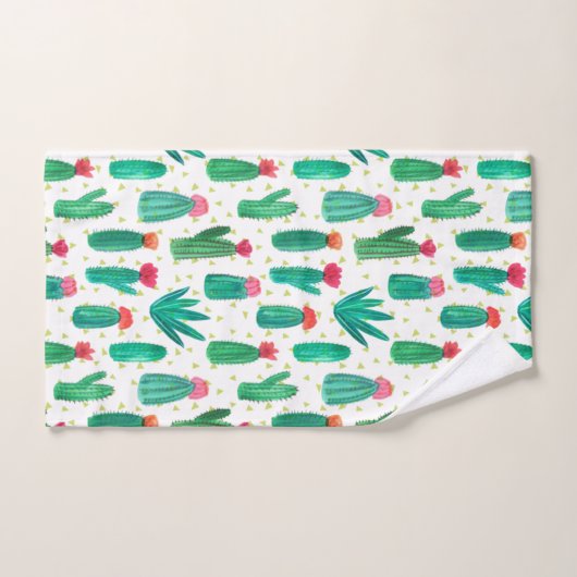 Cute Waterverf Flowering Cactus Pattern Bad Handdoek (Handdoek)