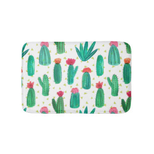 Cute Waterverf Flowering Cactus Pattern Badmat