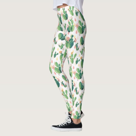 Cute Waterverf Flowering Cactus Pattern Leggings (Links)