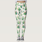 Cute Waterverf Flowering Cactus Pattern Leggings (Voorkant)