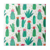 Cute Waterverf Flowering Cactus Pattern Tegeltje (Voorkant)