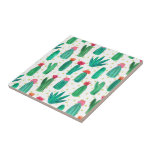 Cute Waterverf Flowering Cactus Pattern Tegeltje<br><div class="desc">Op deze aangepaste keramische tegel/trivet is een zoete,  mooie en girale waterverf bloeiende cactus aangebracht.</div>
