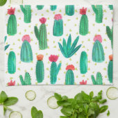 Cute Waterverf Flowering Cactus Pattern Theedoek (Gevouwen)