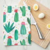 Cute Waterverf Flowering Cactus Pattern Theedoek (Quarter Fold)