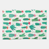 Cute Waterverf Flowering Cactus Pattern Theedoek (Horizontaal)