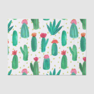 Cute Waterverf Flowering Cactus Pattern Tissuepapier