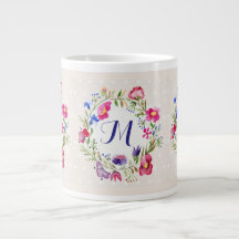 Cute Waterverf Flowers Floral Fine Monogram