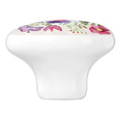 Cute Waterverf Flowers Floral Fine Monogram Keramische Knop (Zijkant)