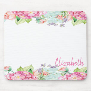 Cute Waterverf Flowers - Gepersonaliseerd Muismat