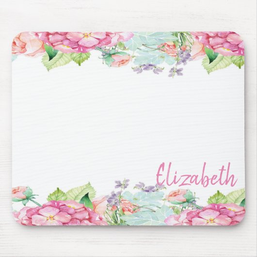 Cute Waterverf Flowers - Gepersonaliseerd Muismat (Voorkant)