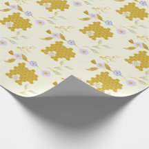 Cute Waterverf Flowery Golden Honey Beehive