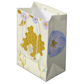 Cute Waterverf Flowery Golden Honey Beehive Medium Cadeauzakje (Voorkant Gekanteld)