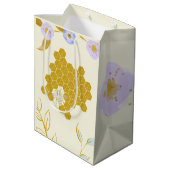 Cute Waterverf Flowery Golden Honey Beehive Medium Cadeauzakje (Achterkant Gekanteld)