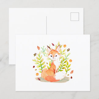 Cute Waterverf Fox Animal Briefkaart