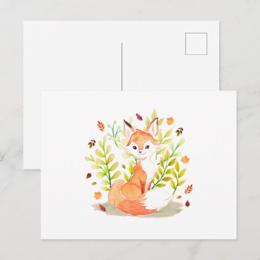 Cute Waterverf Fox Animal Briefkaart (Voorkant / Achterkant)