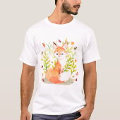 Cute Waterverf Fox Animal T-shirt (Voorkant)