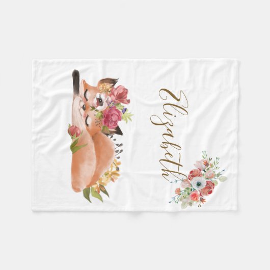 Cute waterverf fox baby fleece deken (Voorkant (Horizontaal))