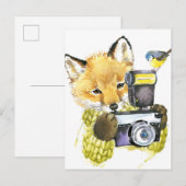 Cute Waterverf Fox die Afbeeldingen gebruikt Briefkaart (Voorkant / Achterkant)